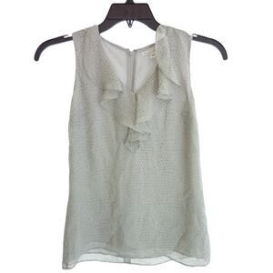 Banana Republic Gray Ruffle Chiffon Blouse Petite 00P Sleeveless Top